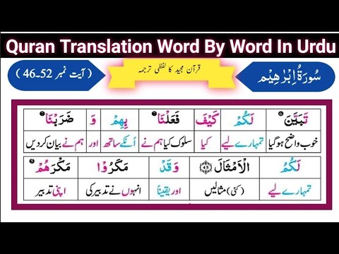 Surat Ibrahim 46-52 | Quran Translation Word By Word In Urdu | Tarjuma | Recitation