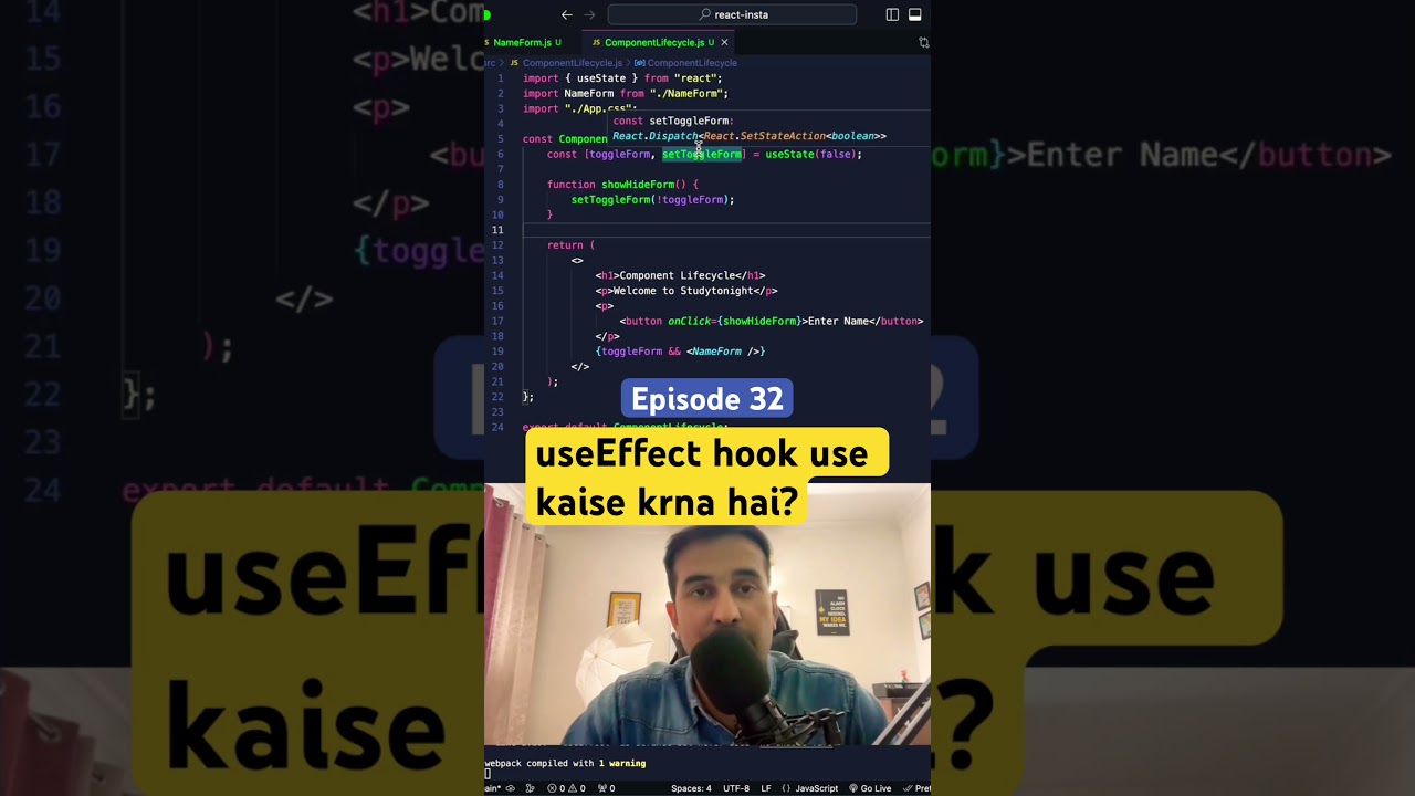 Chalo useEffect Hook use krte hai 🤓 #reactjstutorial #reactjs