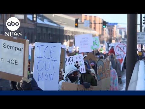 YouTube video thumbnail: Tensions Rise in Minneapolis Over 2nd Shooting Death by Federal Agents