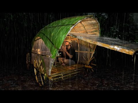 3 DAY BUILD A UNIQUE SHELTER IN HEAVY RAIN