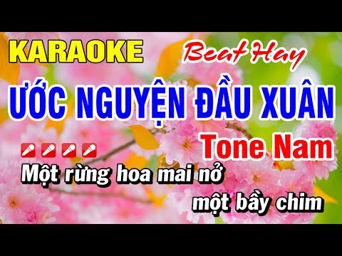 Karaoke Ước Nguyện Đầu Xuân (Beat Hay) Tone Nam Nhạc Xuân 2024 | Hoài Phong Organ