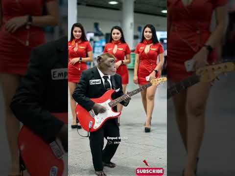 Viral Monyet Main Gitar di Bandara Amerika #empudstudio #empudstudiogrup #shorts