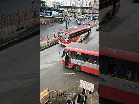 Ashok Leyland bus extreme steering turning in very tight turn, majestic bus station, Bengaluru#ksrtc