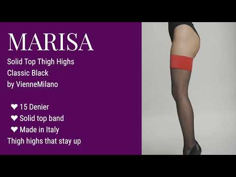 Red Color Band Sheer Thigh Highs That Stay Up Without a Garter Belt
