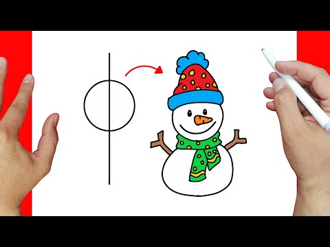 Truco para dibujar un hombre de nieve facilmente | Dibujos fáciles