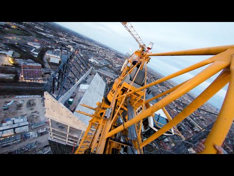 crane climb tallest building in berlin