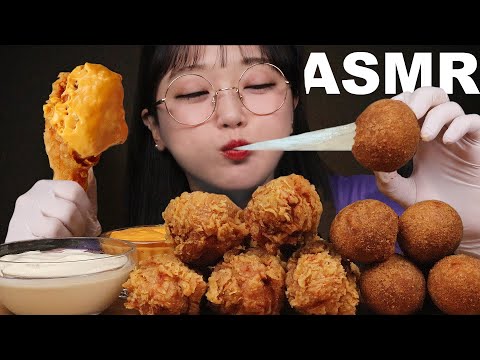 ASMR 후라이드 치킨 & 치즈볼 리얼사운드 먹방 FRIED CHICKEN & CHEESE BALLS EATING SOUNDS MUKBANG | Ae Jeong ASMR