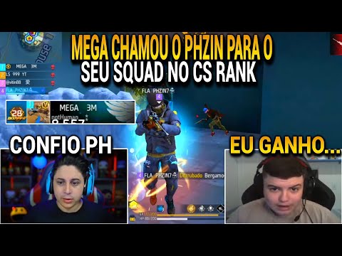 MEGA CHAMOU O FLA PHZIN PARA O SEU SQUAD EM BUSCA DOS 30 BOOYAHS SEGUIDOS NO CS RANQUEADO!!