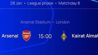 ARSENAL VS KAIRAT ALMARTY IN UEFA CHAMPIONS LEAGUE AT EMIRATES STADIUM 