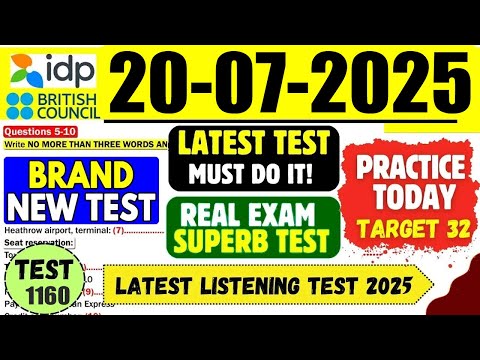 IELTS Listening Practice Test 2025 with Answers | 20.07.2025 | Test No - 1160