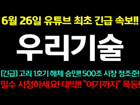 [우리기술] 긴급!!! 고기 1호기 해체 승인!! 500조 시장 정조준!! "여기까지" 폭등