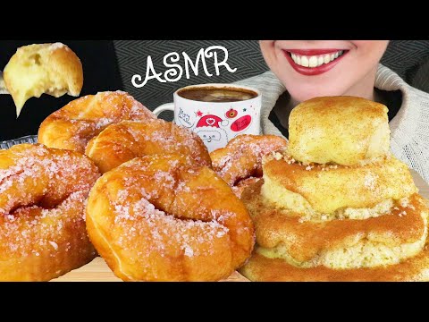 CINNAMON CUSTARD CAKE, SUGAR DONUTS & COFFEE 🍩☕ | ASMR Eating Sounds | No Talking Mukbang - 먹방