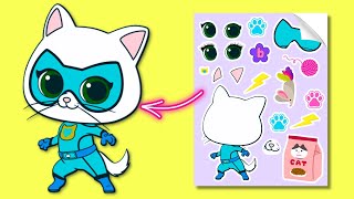 SuperKitties Bitsy, Ginny, Buddy, & Sparks - DIY Sticker Craft Activity