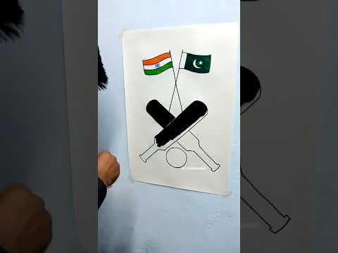 Indian 🇮🇳 vs Pakistan Flag 🇵🇰 Painting | art |  India vs Pakistan Cricket Drawing | Independence Day