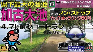 【♫】兵庫･稲美 県下最大の溜池 加古大池 4.7kmショートラン withノンストップ  ラウンジBGM  [RUNNER'S POV WITH NON-STOP COOL LOUNGE BGM]