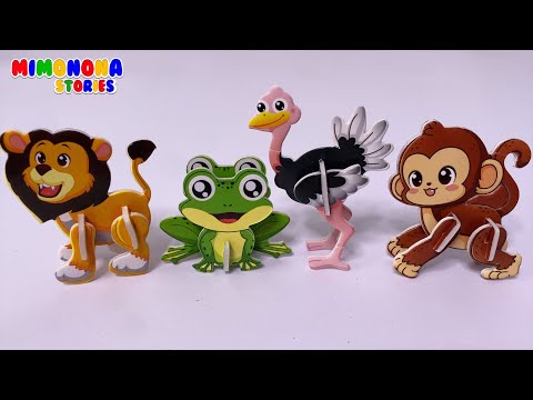 Figuras de animales armables 🐧 Estegosaurio Leon Gorila Erizo Mono 🦁 Mimonona Stories