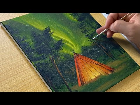 How to Draw an Aurora / Acrylic Painting for Beginners