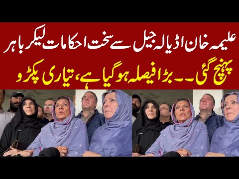 Aleema Khan talks to the media outside Adiala Jail with Imran Khan