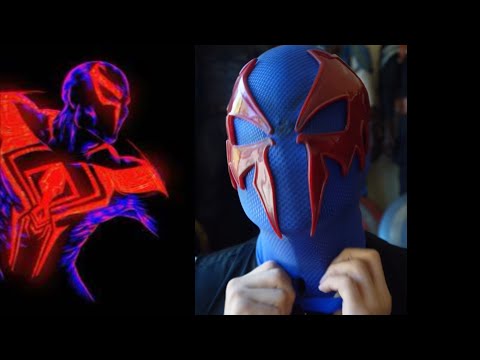 Putting on Spider-Man 2099 Mask