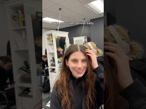 POV you’re client arrives early #cosmetology #hairstylist #relatable #haircare #salon