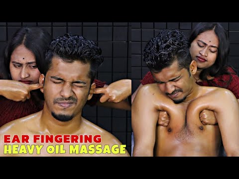 Heavy Oil Head Massage | Ear Fingering by Barber Girl Pakhi | Neck Cracking | Chest Massage ASMR