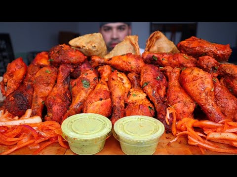 (ASMR) TANDOORI CHICKEN & SAMOSAS MUKBANG