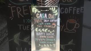 FREE Casa Oui Drip Coffee 1-2 PM (Queen Village 5th and Monroe). Your Free Cup of Joe!