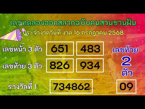 เลขทดลองออกวงในงวดนี้ไม่ต้องกันมีลุ้นตรงๆ16 ก.ค 68กองสลากหมุน หวยทดลองออกคนสวนชวนฝัน หวยวันเข้าพรรษา