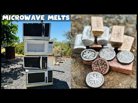 Microwave MeltDown - Copper Bronze Cast Iron Casting - ASMR Metal Melting - Trash To Treasure