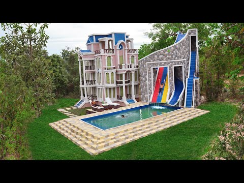 [Full Video]Build Creative  Modern Water Slide Park To Swimming Pool & Mud Villa Design In Forest