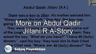 More on Abdul Qadir Jillani R.A-Story