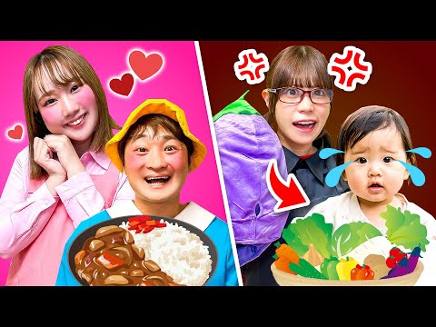 【寸劇】良いベビーシッターvs悪いベビーシッター⁉︎赤ちゃんが野菜になっちゃった⁉︎サボってお昼寝するベビーシッター…幼稚園児が小学生の宿題できるかなぁ？