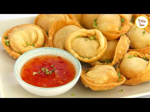 Fried Chicken Wonton/ Momo recipe for kids by Tiffin Box | Chinese Fried Wontons/ Fried Dim Sum
