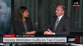 Juda Engelmayer, President of HeraldPR with Seema Iyer at CourtTV on Harvey Weinstein's Verdict