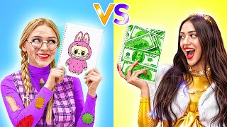 Útiles escolares baratos vs de millonarios 🎨 ¡Trucos divertidos que te encantarán! por 123 GO!