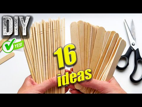🔊16 ИДЕЙ ПОДЕЛОК из ПАЛОЧЕК (шпажек) и ДОСТУПНЫХ МАТЕРИАЛОВ своими руками. Bamboo stick craft ideas.