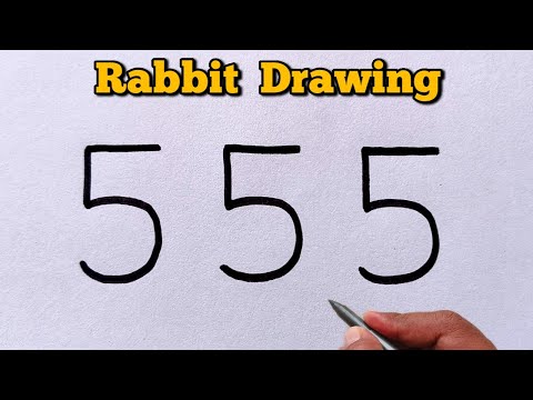 How to Turn Number 555 into a Cute Rabbit | Easy Drawing for Beginners