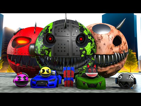 Pacman vs Monsters Compilation | Robot Pacman vs Cartoon cat 140