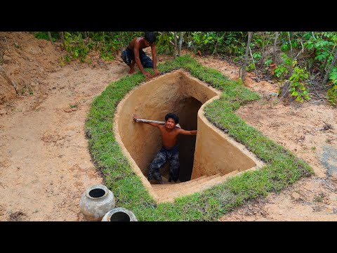 65Days Building a Private Underground Pool in Underground House With Deco living Room