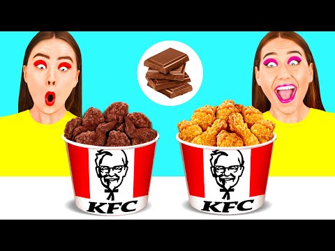 रियल फ़ूड बनाम चॉकलेट फ़ूड चैलेंज #2 PaRaRa Challenge