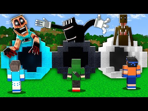 NÃO ENTRE NO TÚNEL DE MONSTROS ERRADO NO MINECRAFT !! (Mímico, Cartoon Cat, Monstro da Neblina)