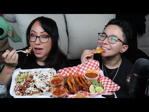 BIRRIA TACOS AND CARNE ASADA NACHO MUKBANG