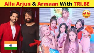 🇮🇳 Indian Actor Allu Arjun और Armaan Malik Song Memu Aagamu With Kpop Girls TRI.BE #shorts