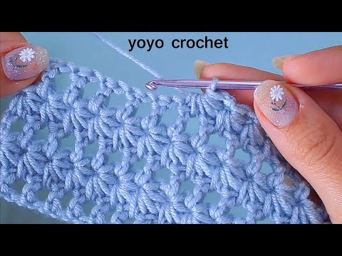 يالها من غرزة كروشية تجنن !!! مثالية لعمل شال مستطيل // كوفية // بلوزة - crochet stitches