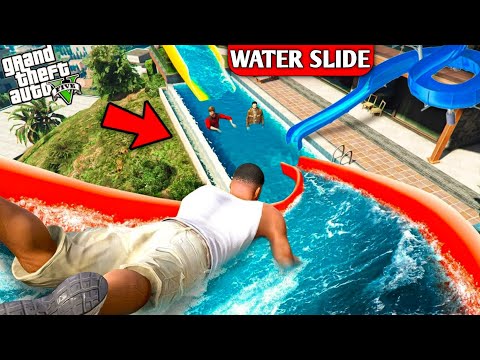 Franklin Made Giant Waterslides in his house in GTA 5 😲