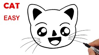 HOW TO DRAW A CAT STEP BY STEP - FACE CAT