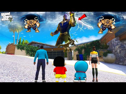 FRANKLIN & SHINCHAN saved DORAEMON NOBITA Survive & Fight THANOS IN GTA 5