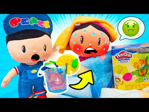 Şila hastalanmış! Pepee, bol C vitaminli portakal suyu sıkıyor! Eğitici videolar.
