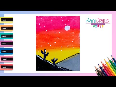 Cómo dibujar un PAISAJE DE DESIERTO - dibujos de paisajes fáciles Paso a paso