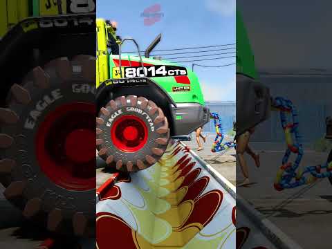 JCB Tow Gunner Trucks vs Upside Down Speed Bumps #shorts #beamng #beamngcrashes #beamngdrive #jcb